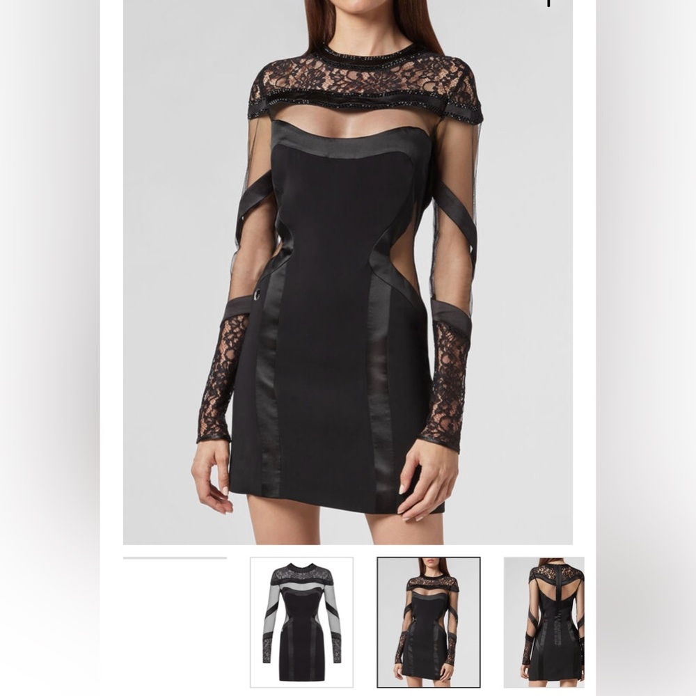Philipp Plein short black lace dress - size M